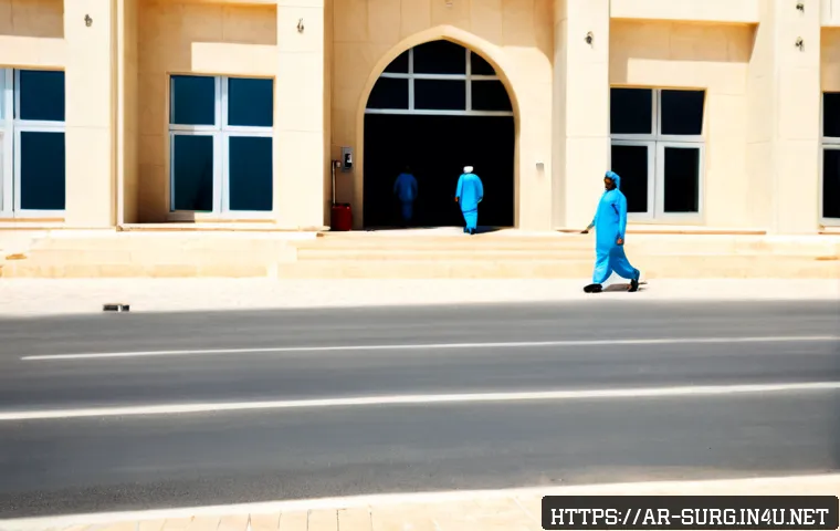소화기 외과 전문 병원 - Photorealistic modern digestive surgery specialty hospital in an Arab Gulf city, clean sunlit exteri...